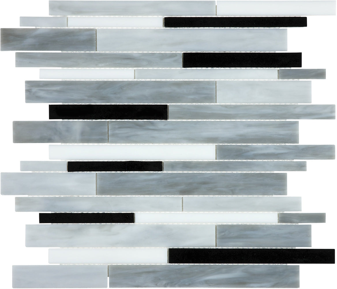 Ornamental Glass Random Strip Mosaic
